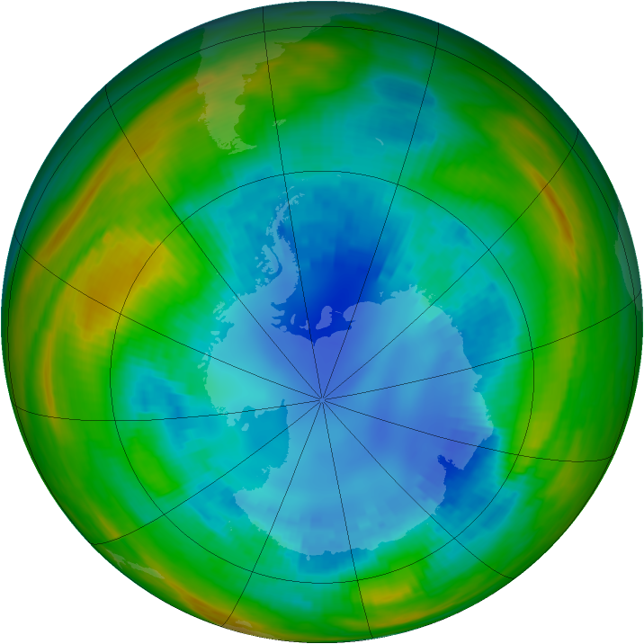 Antarctic ozone map for 23 August 1989